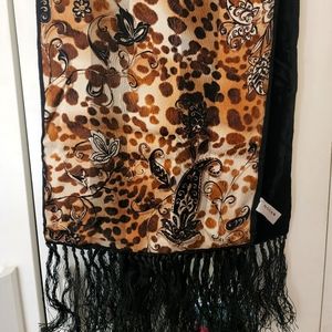 Oscar de la Renta Silk and velvet scarf